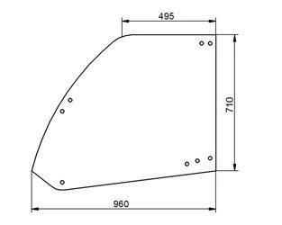 szyba ładowarka Bobcat, Massey Ferguson - drzwi górna 7228112, 3973994M1 (3499)