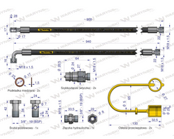 Łącznik Centralny Hydrauliczny C-330 360 C-360-3P z zestawem przewodów hydraulicznych  WARYŃSKI