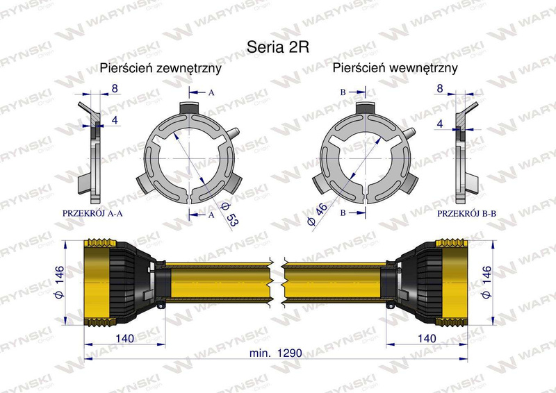 Obudowa wału przegubowo-teleskopowego Uniwersalna długość Seria 2R WARYŃSKI