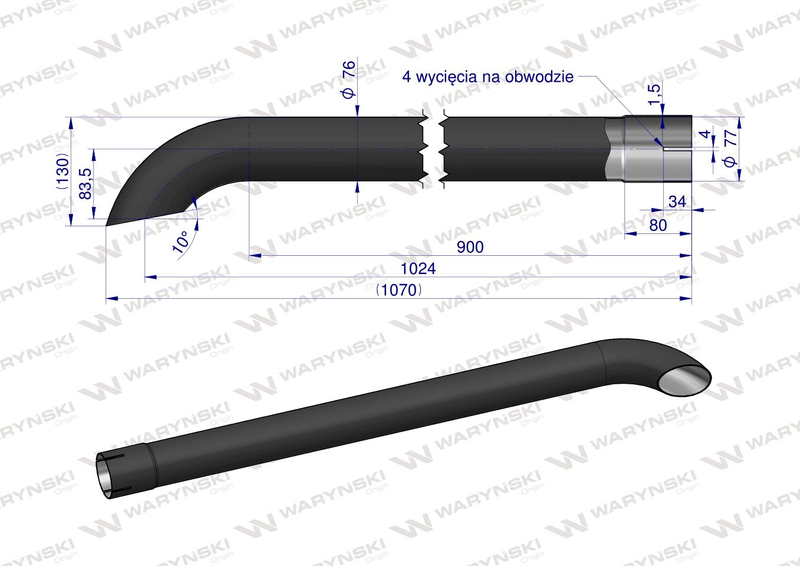 Tłumik (rura wydechowa) Case Maxxum A189049, IH189049