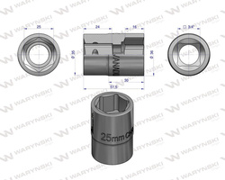 Nasadka sześciokątna 3/4" 25 mm. DIN 3124. Waryński