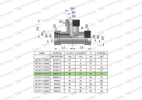 Trójnik hydrauliczny metryczny BBB M22x1.5 15L (XT) Waryński