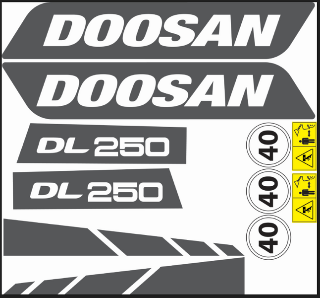 naklejka, logo na maskę ładowarka Doosan DL 250