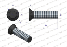 Śruba kpl. płużna dwunoskowa M12x30 mm kl.12.9 Waryński 