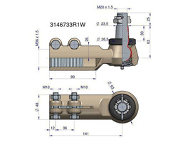 Przegub kierowniczy 141mm M36x1,5 3146733R1 CASE IH