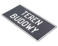 Tablica ostrzegawcza metalowa Teren Budowy czarna 28x14 cm