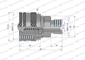 Zawór wtyczka M20x1.5 skręcane (ZSR6M20WTK) Waryński 