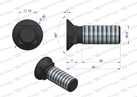 Śruba płużna podsadzana M12x35mm D 608 kl.8.8 WARYŃSKI