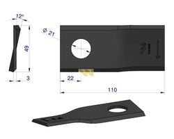 Nóż nożyk kosiarka prawy 110x48x3mm otwór 21 1058730 Claas WARYŃSKI