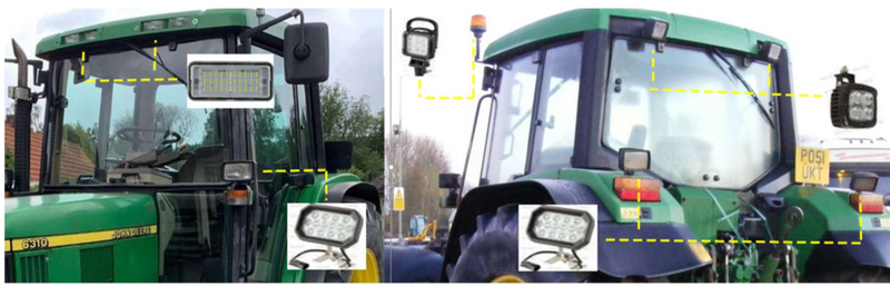 lampa robocza LED prostokątna dedykowana Deutz, Fendt, John Deere, Valtra - 2500 lumenów - JAKOŚĆ!