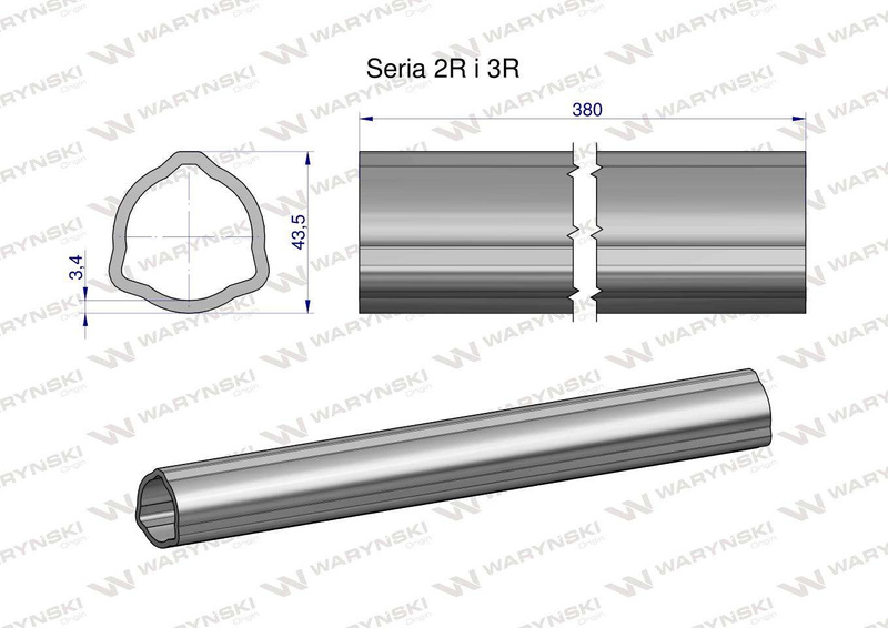 Rura zewnętrzna Seria 2R i 3R do wału 510 przegubowo-teleskopowego 43.5x3.4 mm 385 mm WARYŃSKI [WR2322385]