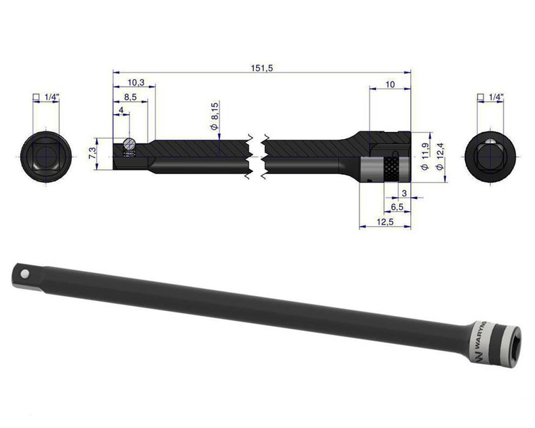 Przedłużka 1/4" 125 mm Waryński