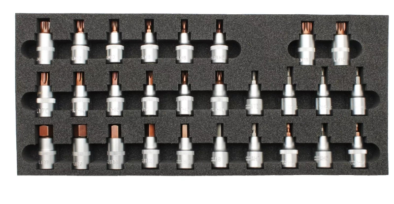 Wkład do skrzynki nasadki trzpieniowe 28 el. 1/2 TORX, HEX, SPLINE MJW.