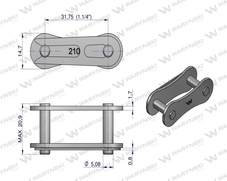 Zamek łańcucha 210B (R1 1.1/4) Waryński