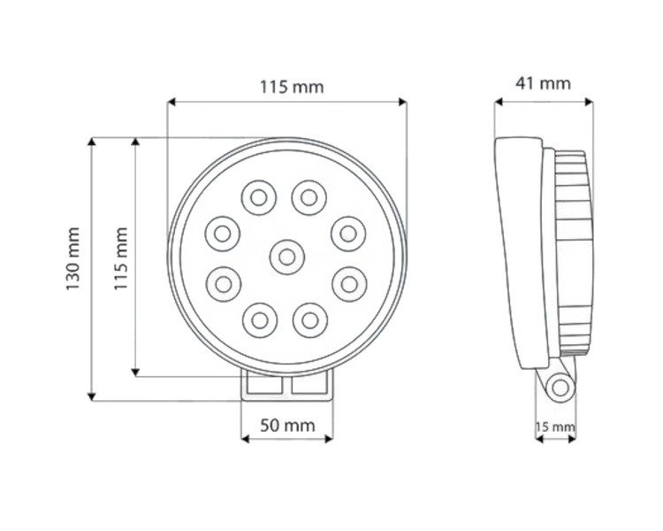 Lampa robocza okrągła 9 LED 2150Lm 6000K TT Technology