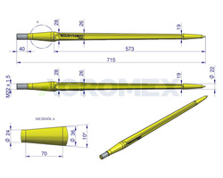 Ząb ładowacza czołowego uniwersalny prosty L=710mm Waryński