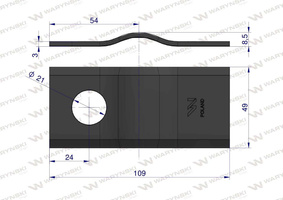 Nóż, nożyk 109x48x3x21mm kosiarka czeska dłuższy Waryński
