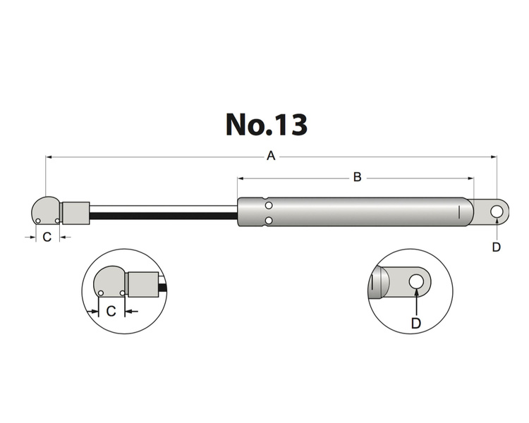 siłownik amortyzator gazowy A=320 B=155 F=110N