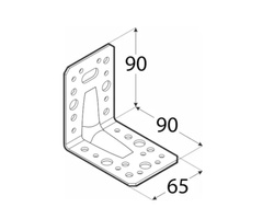 Kątownik łącznik z przetłoczeniem 90x90x65x2,5 dmx