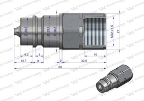 Szybkozłącze hydrauliczne EURO wtyczka M22x1.5 gwint wewnętrzny