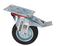 Koło obrotowe 100mm 70kg metalowo gumowe z hamulcem do wózków