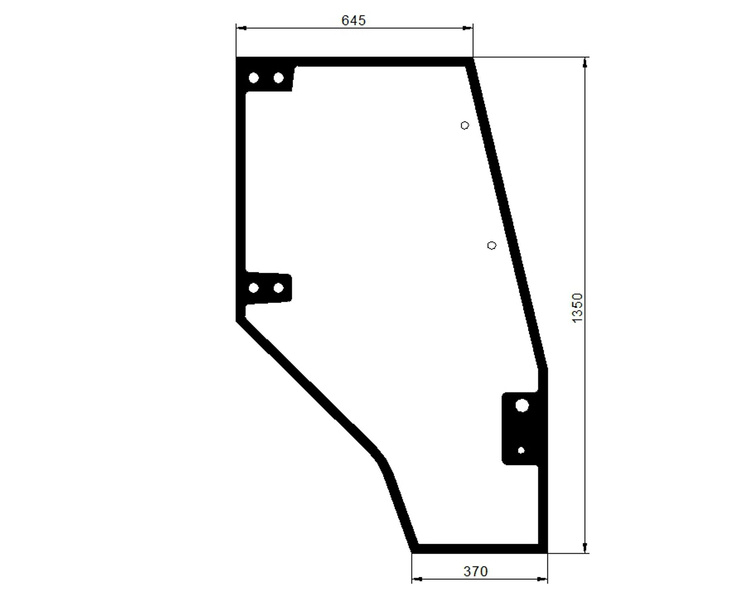 szyba do ciągnika Deutz-Fahr - drzwi prawe zielone wklejane 04400343 (1854)