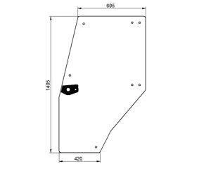 szyba do ciągnika Deutz-Fahr - drzwi lewe zielone 04352850 (2951)