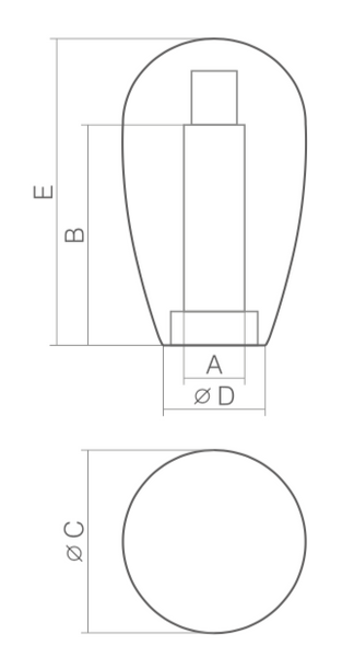 gałka dźwigni wydłużona 52mm, M10 czerwona