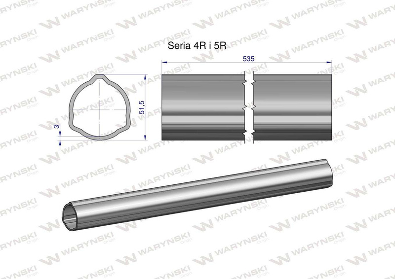 Rura zewnętrzna Seria 4R i 5R do wału 660 przegubowo-teleskopowego 51.5x3 mm 535 mm WARYŃSKI