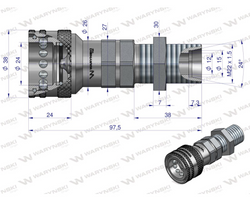 Szybkozlacze hydrauliczne gniazdo z eliminatorem ciśnienia long M22x1.5 gwint zewnetrzny EURO (9100822GL) (ISO 7241-A) Warynski