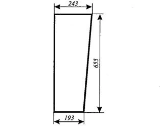 szyba do ciągnika C-330, C-360 kabina Naglak Koźmin poszerzana - przednia dolna stary typ (lewa, prawa) (776)