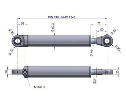 Cylinder hydrauliczny - siłownik jednostronny CJ2F50/40/500 Waryński