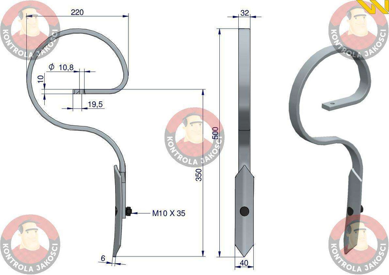 Ząb sprężynowy prosty 500 mm W-1417000032 Waryński