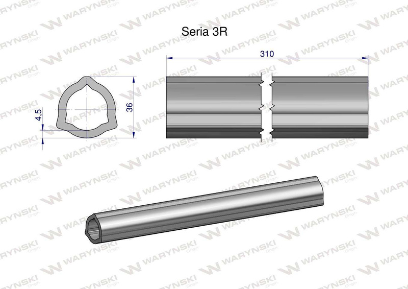 Rura wewnętrzna Seria 3R do wału 460 przegubowo-teleskopowego 36x4.5 mm 315 mm WARYŃSKI [WR2323315]