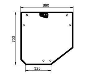 szyba do ciągnika Deutz-Fahr, Lamborghini, MF, Same - tylna zielona koła 24-28" 0.012.2117.0/20 (2350)