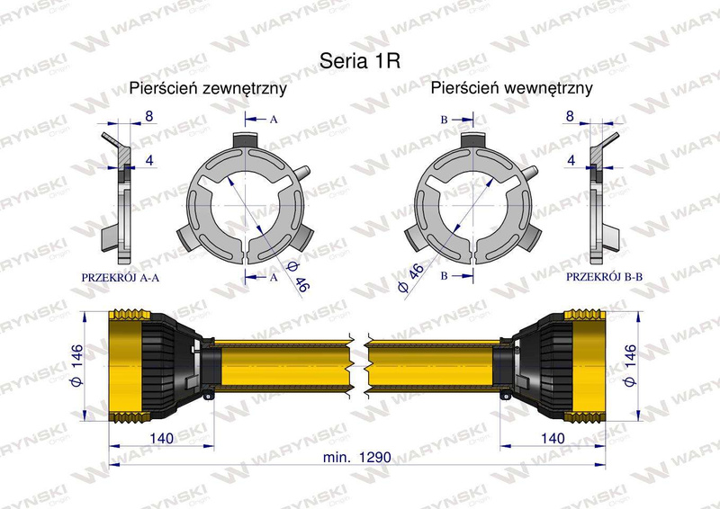 Obudowa wału przegubowo-teleskopowego Uniwersalna długość Seria 1R WARYŃSKI