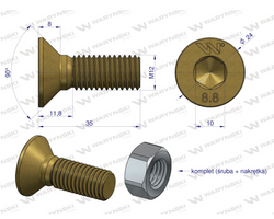 Śruba kpl. M12x35 - imbus 10 DIN7991 Waryński