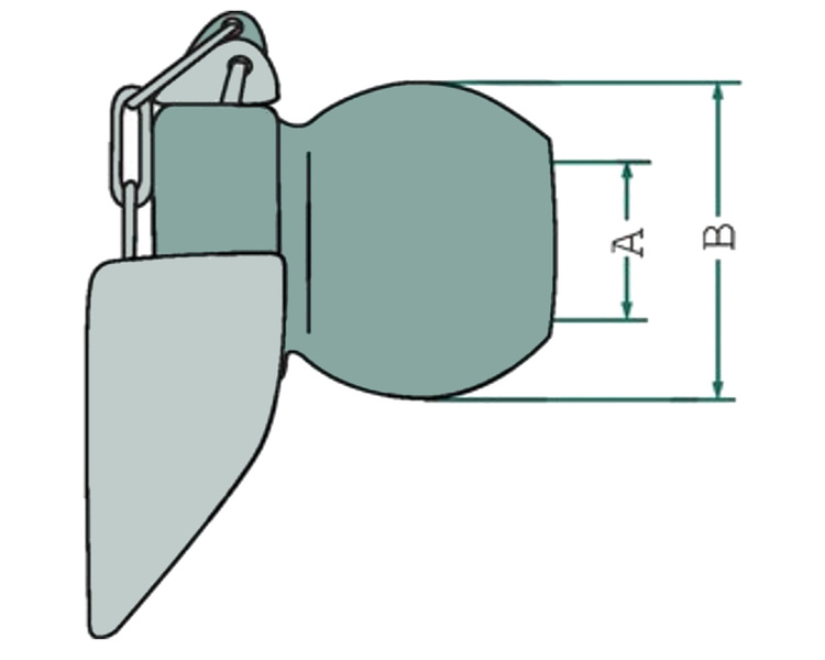 Kula z kołnierzem 22x44 mm z łańcuchem i zawleczką