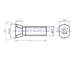 Śruba płużna M12x34mm kl. 12.9 Kverneland oval ścięty z dwóch stron WARYŃSKI