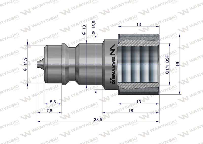 Szybkozłącze hydrauliczne wtyczka G1/4"BSP gwint wewnętrzny ISO 7241-A Waryński