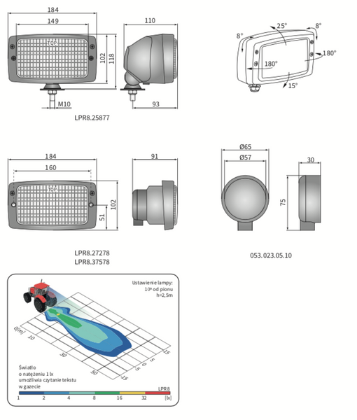 lampa robocza z ramką WESEM LPR8.27278 184x102mm Zetor Proxima