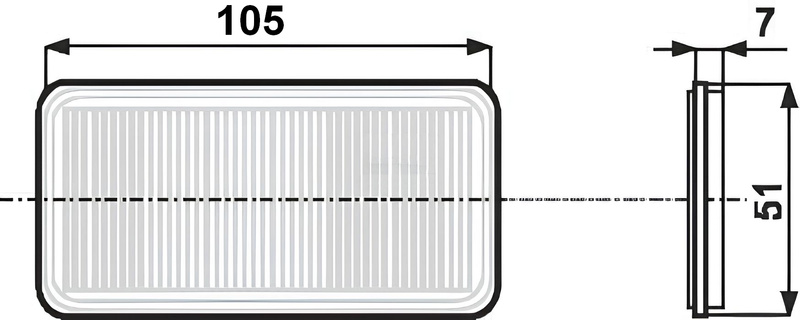 odblask biały prostokątny przyklejany 105x51mm