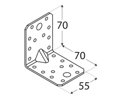 Kątownik łącznik z przetłoczeniem70x70x55x2,0 dmx