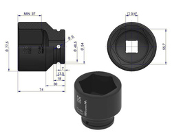 Nasadka udarowa sześciokątna 3/4" 51 mm Waryński