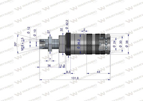 Szybkozłącze hydrauliczne zrywalne seria WIA3CV gniazdo long M18x1.5 gwint zewnętrzny EURO PUSH-PULL Waryński