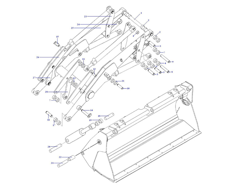 Sworzeń przedniego ramienia koparko-ładowarki CAT 428 432 1114342 167x44.7mm