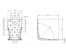 Kątownik łącznik z przetłoczeniem dwustronnym 90x90x60x1,5 dmx