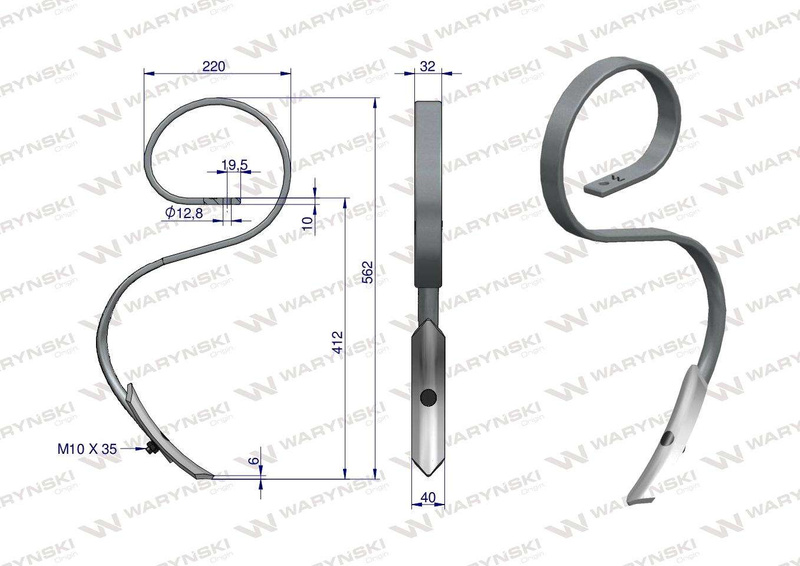 Ząb sprężynowy agregatu uprawowego Famarol 560mm 1767104001