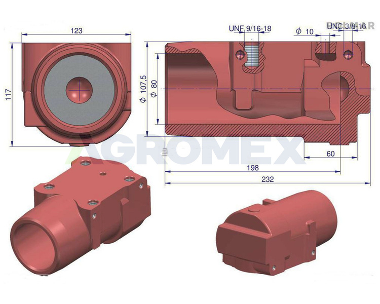 Cylinder podnośnika MF-3 897560M3 oryginał Ursus