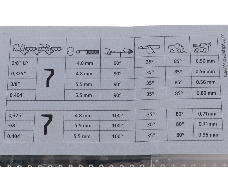 Łańcuch tnący piły 3/8 cala LP 1,3 50 ogniw półdłuto Granit